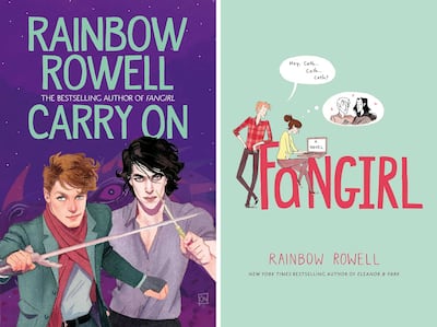 The fictional novel Carry On by Rainbow Rowell first appeared in the novel Fangirl. Photos: Macmillan Children's Books; St Martin's Griffin