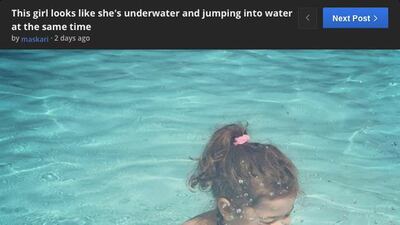 A screenshot of a photo of a girl in the water postes on Imgur.