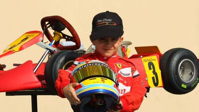 Rashed Al Dhaheri took to karting and is six years old, the same age as that of the Abu Dhabi Grand Prix which is on the F1 calendar since 2009. Courtesy Dubai Autodrome.