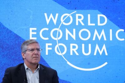 Bob Moritz, global chairman of PWC, during a panel session on the opening day of the World Economic Forum (WEF) in Davos, Switzerland, on Monday, May 23, 2022. The annual Davos gathering of political leaders, top executives and celebrities runs from May 22 to 26. Photographer: Hollie Adams / Bloomberg