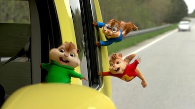 A screen-grab from the animated movie "Alvin and the Chipmunks: The Road Chip" (Twentieth Century Fox via AP)