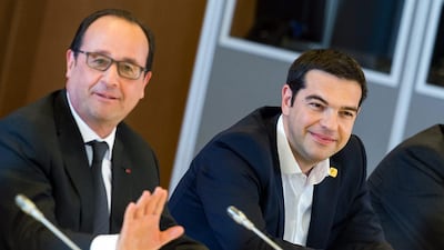 French president Francois Hollande, left, and Greek prime minister Alexis Tsipras take part in a meeting of EU leaders in Brussels on June 22, 2015, aimed at preventing a default by Athens. Geert Vanden Wijngaert / AP Photo