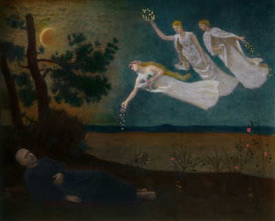 Youssef Nabil's The Dream, Self-Portrait (2021) is inspired by French painter Pierre Puvis de Chavannes. Photo: Youssef Nabil