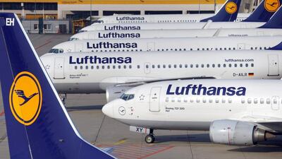 Aircraft of German airline Lufthansa are parked on the apron during a strike at Fraport airport in Frankfurt. Kai Pfaffenbach / Reuters