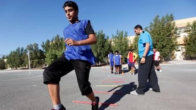 A physical education class at Al Noaman Bin Basheer secondary school in Ajman last week.