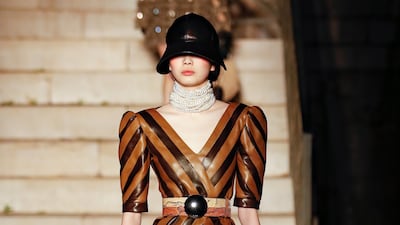 With a nod to the 1930s, a chevron cut dress from Gucci resort 2023. Photo: Gucci