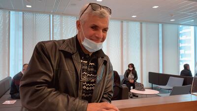 Abdullah El Hajj before going into his eyeball replacement surgery. Mahmoud Rida/ The National