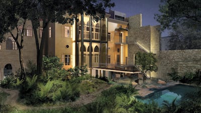 A rendering that shows what the south side of Bayt K will look like after renovation by AKK Architects