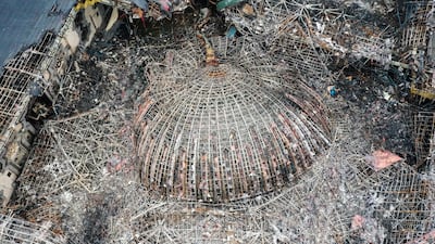 The dome of the mosque caught fire and collapsed during renovation works last month. EPA