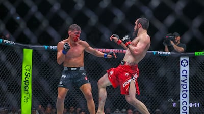 Magomed Zaynukov, right, in action during the lightweight bout against Damien Rzepecki.