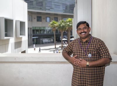 Dr Ajaya Ravindran pictured at NYU Abu Dhabi. Victor Besa / The National