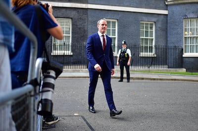 Newly appointed Secretary of State for Foreign and Commonwealth Affairs Dominic Raab leaves Downing Street. Getty Images