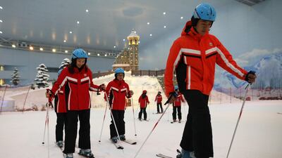 People ski at Wanda's world's largest indoor ski resort during the opening of the resort in Harbin, Heilongjiang province, north-eastern China. Wu Hong : EPA