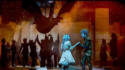 Lilly-Jane Young as Wendy and Sandor Sturbl as Peter in Peter Pan: The Never Ending Story. Courtesy Peter Pan