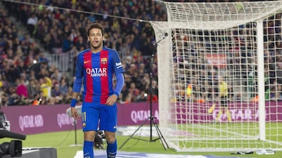 Barcelona's Brazilian striker Neymar reacts during the Spanish Primera Liga match at Camp Nou in Barcelona, March 19, 2017. Marta Perez / EPA