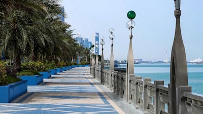 The Corniche in Abu Dhabi on the first day of the UAE cleaning campaign in Abu Dhabi. All photos by Victor Besa / The National