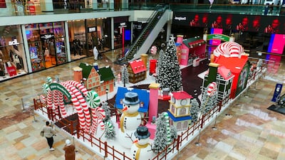 Dubai Festival City Mall is looking festive with its Winter Wonderland set-up in the main atrium. Pawan Singh / The National
