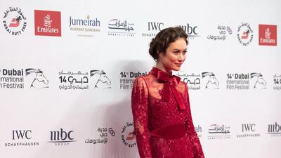 2017: Olga Kurylenko wears Elie Saab to the opening night of Dubai International Film Festival in Dubai on December 6, 2017. Christopher Pike / The National