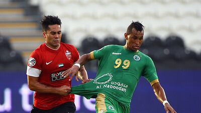 Things changed in the second half with Al Shabab mounting a counter-attack. Playing some of their best football this season, the men in green did what they have consistently done - recover from setbacks. Jociel, right, led the charge Shabab opened their a???