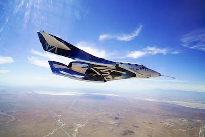 VSS Unity glides home after her second powered flight. Courtesy Virgin Galactic