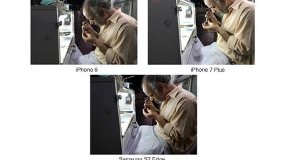 A watch repairman photographed at night in Abu Dhabi. Delores Johnson / The National