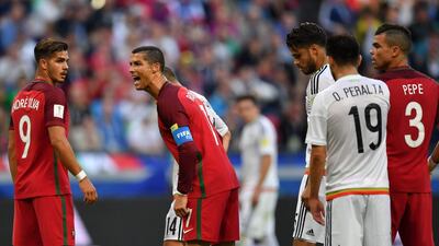 Portugal's forward Cristiano Ronaldo shows his frustration during the Confederations Cup match against Mexico at the Kazan Arena in Kazan on June 18, 2017. AFP