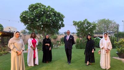 An image tweeted by James Cleverly as he met Saudi Arabian female entrepreneurs in Riyadh. James Cleverly/Twitter