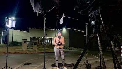 Reporter Tahera Rahman preparing for a live shot in Texas. Photo: Tahera Rahman