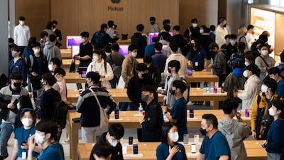 The Myeongdong Apple Store in Seoul, South Korea. Apple was able to thrive even during the pandemic, launching products and expanding its services portfolio. Bloomberg
