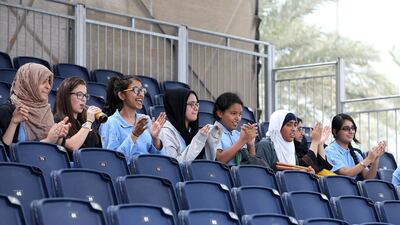 Visitors attend the Mohammed Bin Zayed International Robotics Challenge on Thursday. Pawan Singh / The National