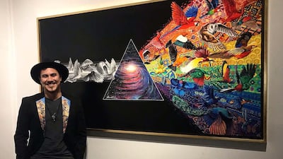 Camilo Arias in front of his piece 'Unity of Diversity'. Courtesy Camilo Arias