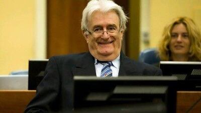 Former Bosnian Serb leader Radovan Karadzic, accused of the worst atrocities in Europe since the Second World War, at the International Criminal Tribunal for the Former Yugoslavia in The Hague.