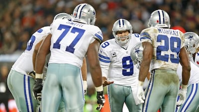 The Dallas Cowboys offensive line is making it easier for Tony Romo, second from right, and DeMarco Murray. James D Smith / AP Photo
