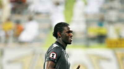 Al Dhafra's Makhete Diop reacts after scoring his third goal against Al Wasl. Jeff Topping/The National