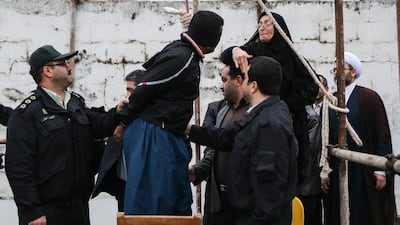 The mother of Abdolah Hosseinzadeh just before she removed the noose around his neck with the help of her husband, sparing the life of her son’s killer.