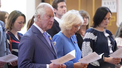 Britain's Prince Charles and Camilla, Duchess of Cornwall, take part in a traditional prayer service at a Ukrainian church in Ottawa on their Canadian Royal Tour, May 18, 2022. AFP
