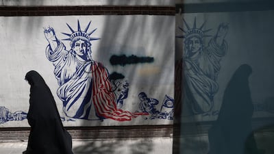 An anti-US mural on a street in Tehran. Reuters