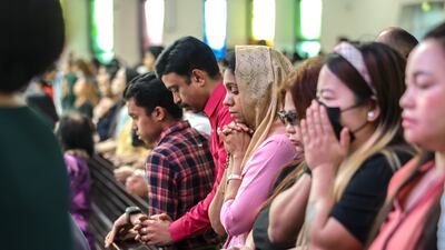 Easter Sunday service at St Mary’s Catholic Church along Oud Metha Road, Dubai. Victor Besa / The National