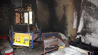 Reports say that the fire was caused by an electrical shock in the air conditioning unit in the children's bedroom.