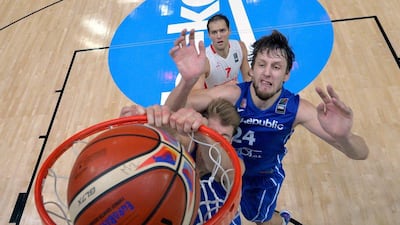 Jiri Vesely, right, produced a double double to help Czech Republic defeat Croatia in their EuroBasket match. Emmanuel Dunand / AFP