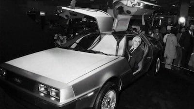 John DeLorean promotes the DMC-12 in London in 1981. Keystone / Getty