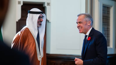 Sheikh Khaled bin Mohamed, Crown Prince of Abu Dhabi, meets Canadian Prime Minister Mark Carney this week. Photo: Abu Dhabi Media Office