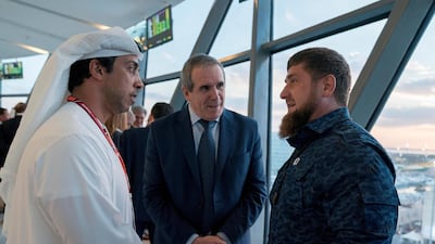 Sheikh Mansour bin Zayed, UAE Deputy Prime Minister and Minister of Presidential Affairs (L) and Ramzan Kadyrov, president of Chechnya (R), attend the final day of the Formula 1 Etihad Airways Abu Dhabi Grand Prix. Mohamed Al Hammadi / Crown Prince Court - Abu Dhabi