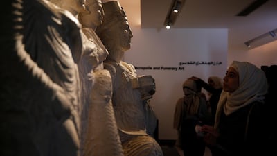 Visitors look at sculptures displayed during the reopening of Syria's National Museum of Damascus, Syria October 28, 2018. Photo / Reuters