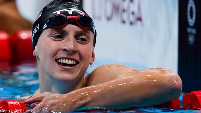 Kathleen Ledecky of the USA after winning the women's 800m freestyle.