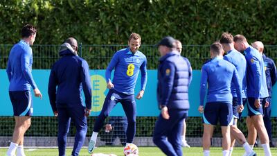 England striker Harry Kane during training. Getty