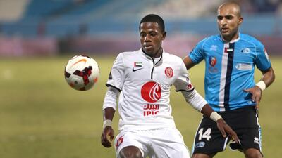 Al Jazira's 18-year-old Ahmed Al Ghilani led his team to victory by scoring both goals in a 2-1 win over Baniyas on Thursday. Delores Johnson / The National