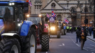 The tractor 'go-slow' is aimed at raising awareness of the difficulties for the British farming industry. PA