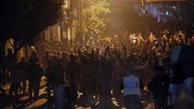 Demonstrators in action during a protest against the newly appointed Lebanese Prime Minister Hassan Diab, at Corniche Al-Mazraa neighborhood in Beirut, Lebanon. EPA