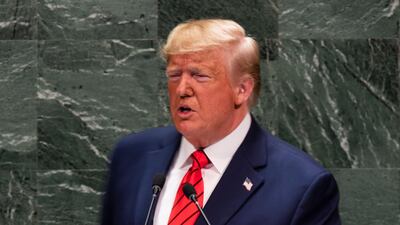 US President Donald Trump speaks during the 74th Session of the United Nations General Assembly at UN Headquarters in New York, September 24, 2019. AFP